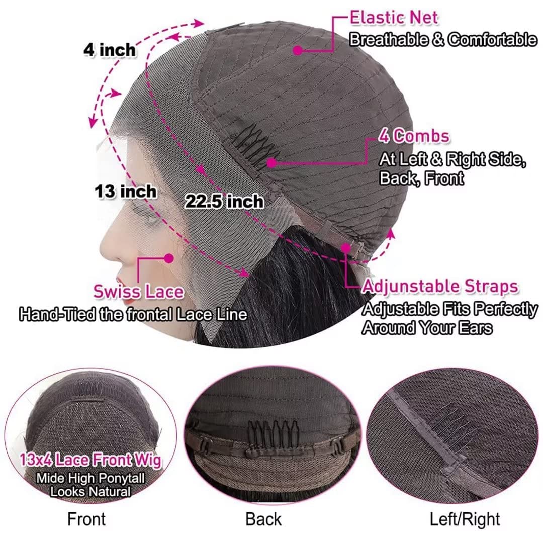 Blackbeautyhair 13X4 Lace Frontal Kinky Straight Human Hair Wig 16Inch