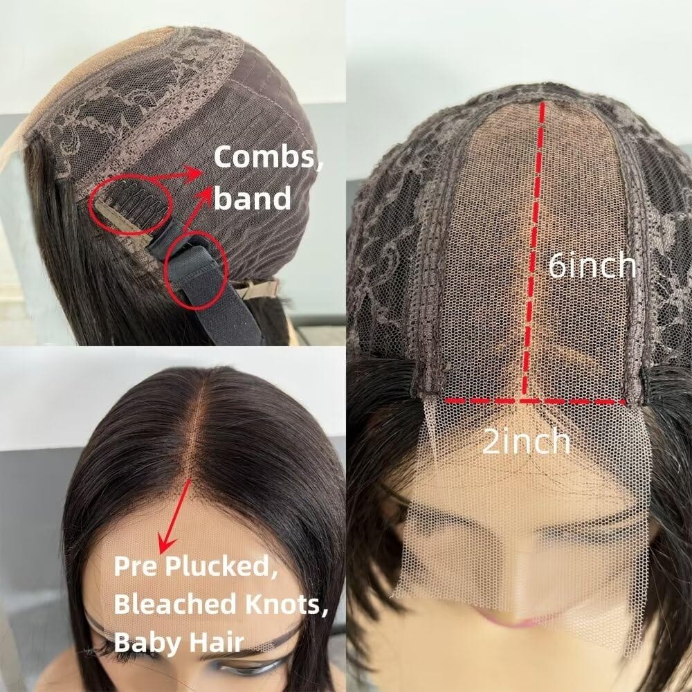 Blackbeautyhair Blackbeauty hair 2x6 Glueless Straight Lace Front Bob Wig