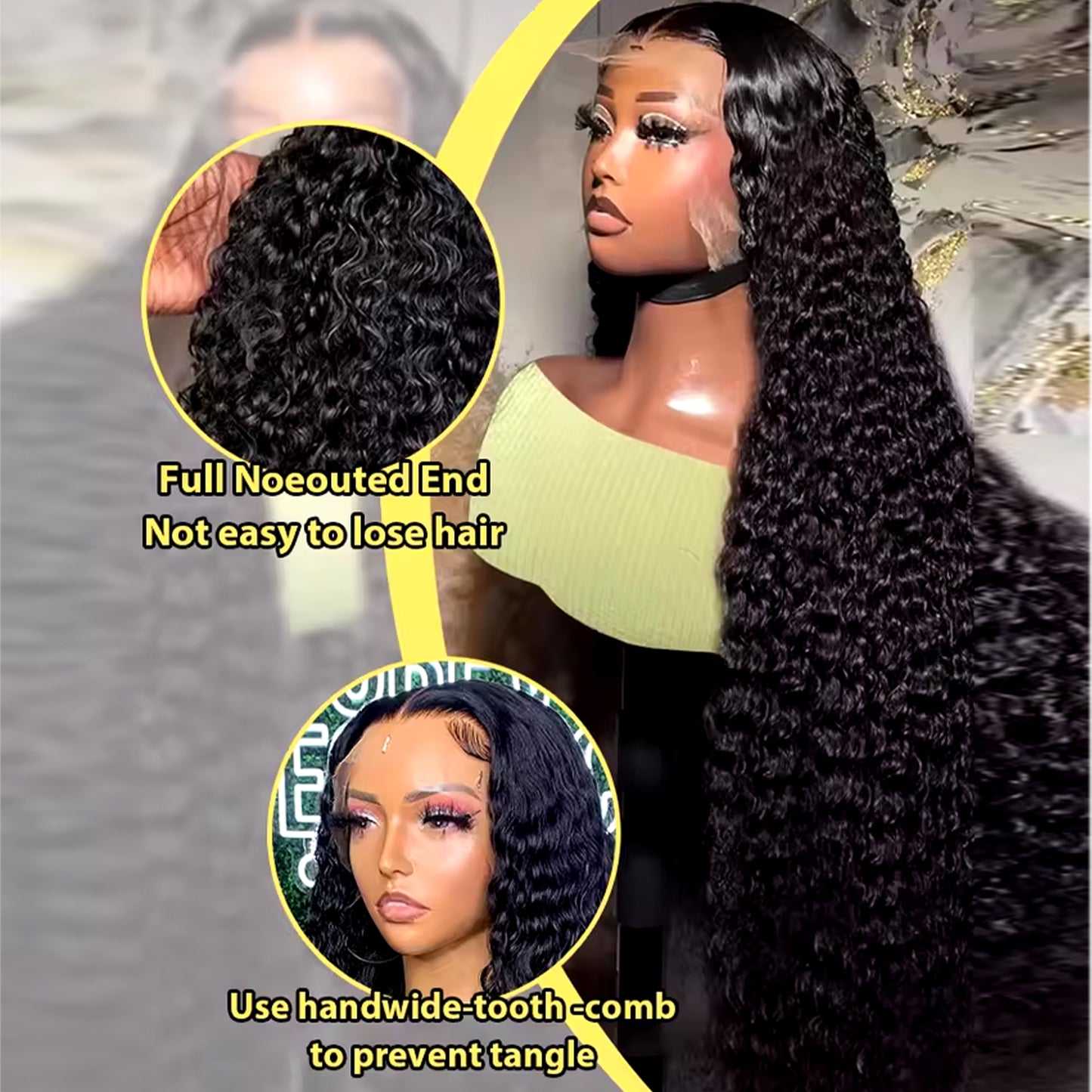 Cheveux Black Beauty 13×4 Super Double Drawn Fumi Natural Kinky Curly Wig Wig