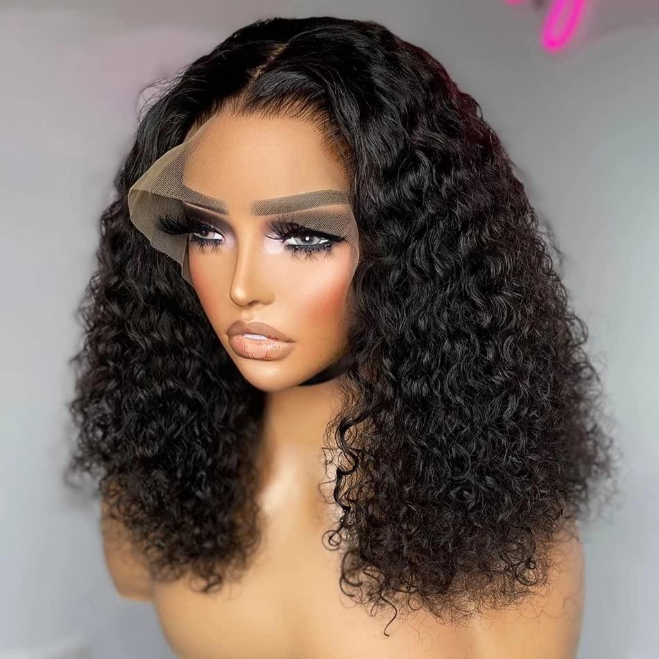 Emilyhair TTNC jerry curly Jerry Curly Lace Closure Wig 13X4 Lace Closure Curly Human Hair Wig 16inch